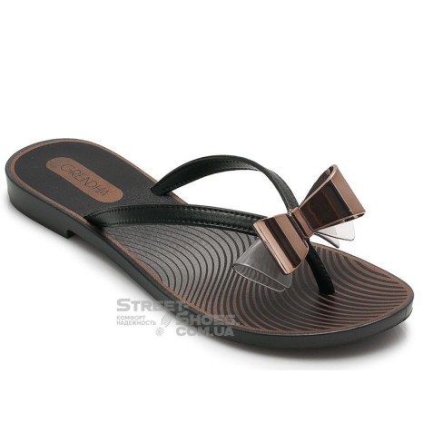 Женские вьетнамки Grendha Charmosa Rast Fem 17599-90058 чёрный-золотой 1